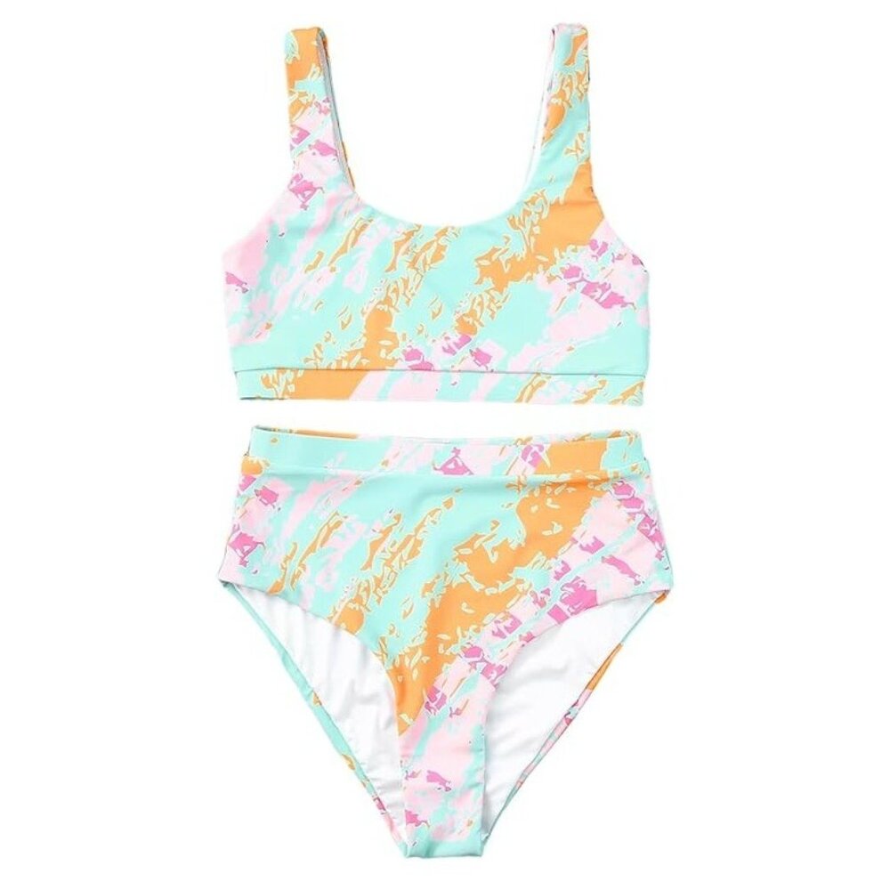 NEW - Unbranded High Waist Bikini Swimwear, Sky Blue - Size Small